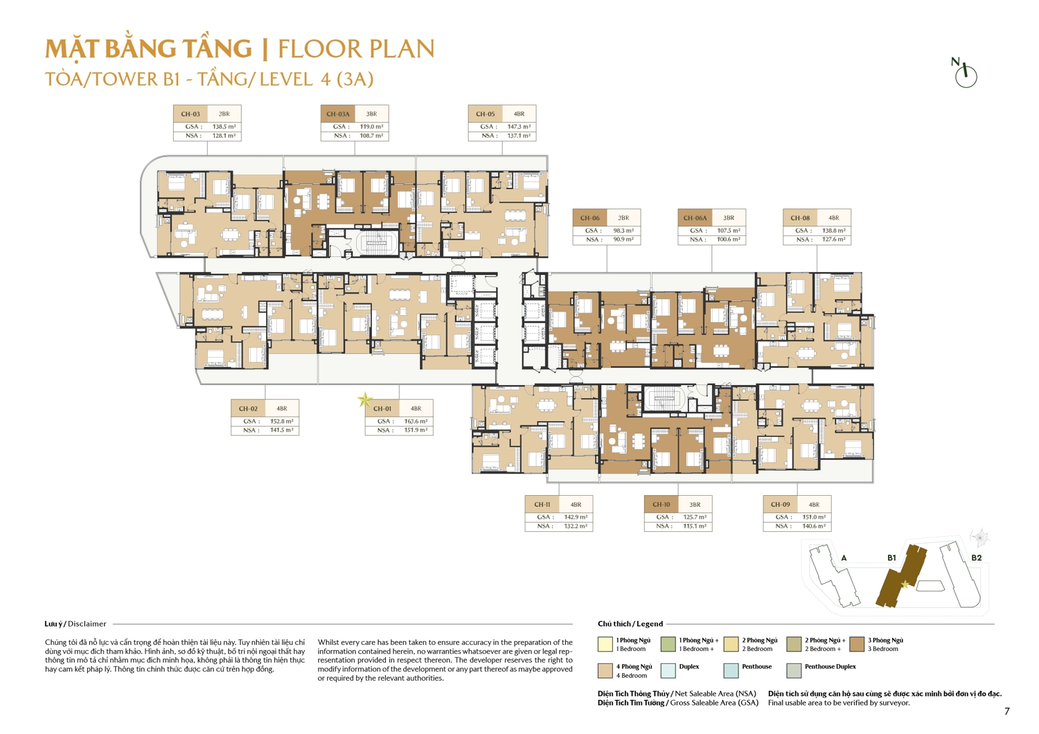 Mặt bằng t&ograve;a B1 tầng 4