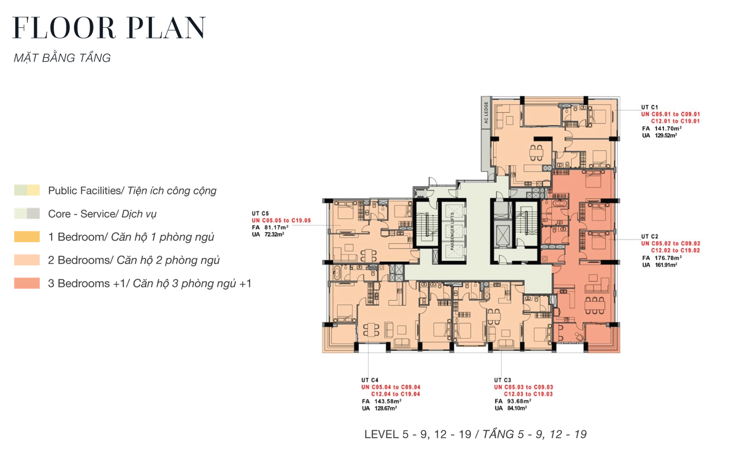 mặt bằng tầng 5-9, 12-19