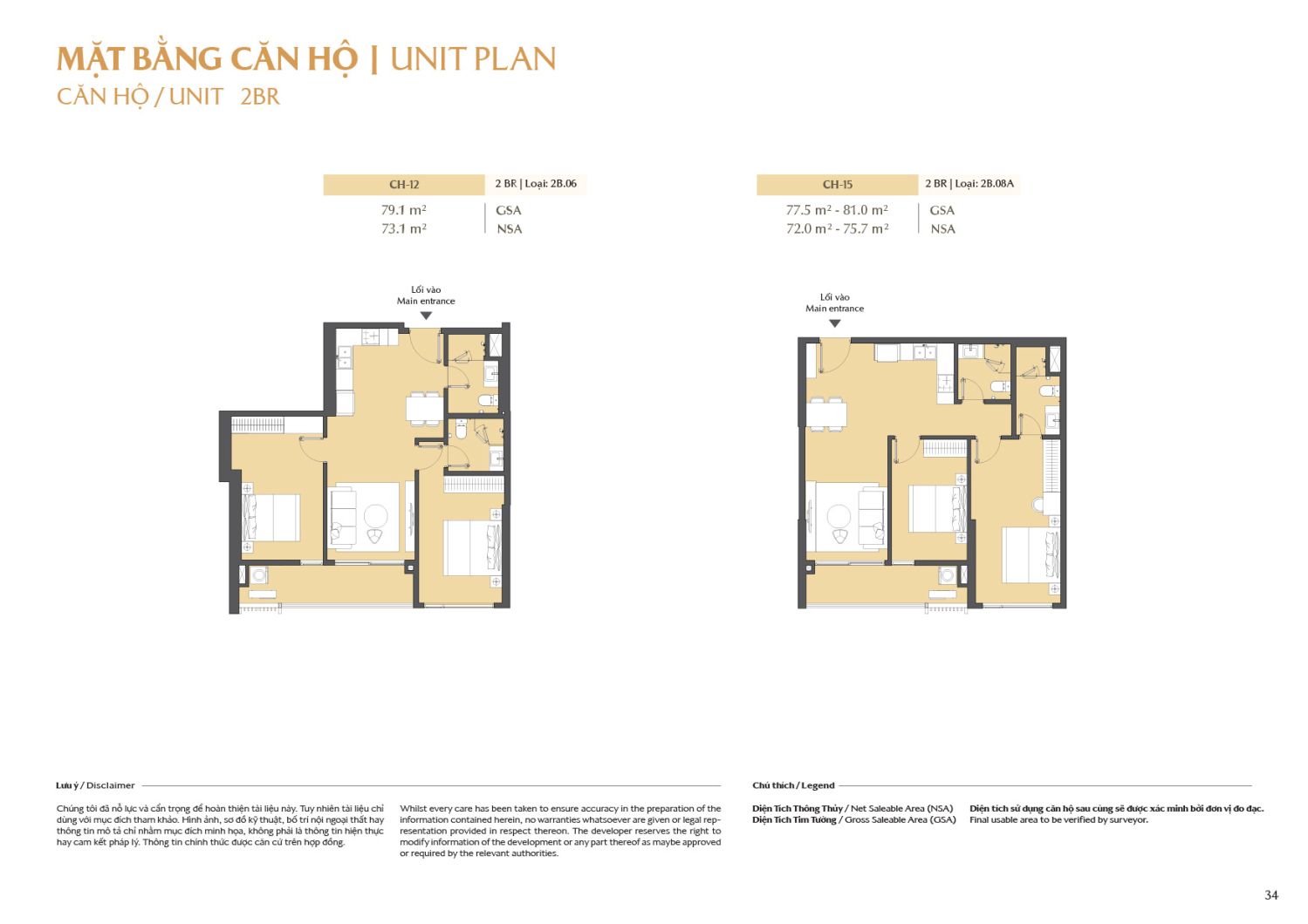 Layout căn hộ 2 ph&ograve;ng ngủ to&agrave; B2 - Layout 3