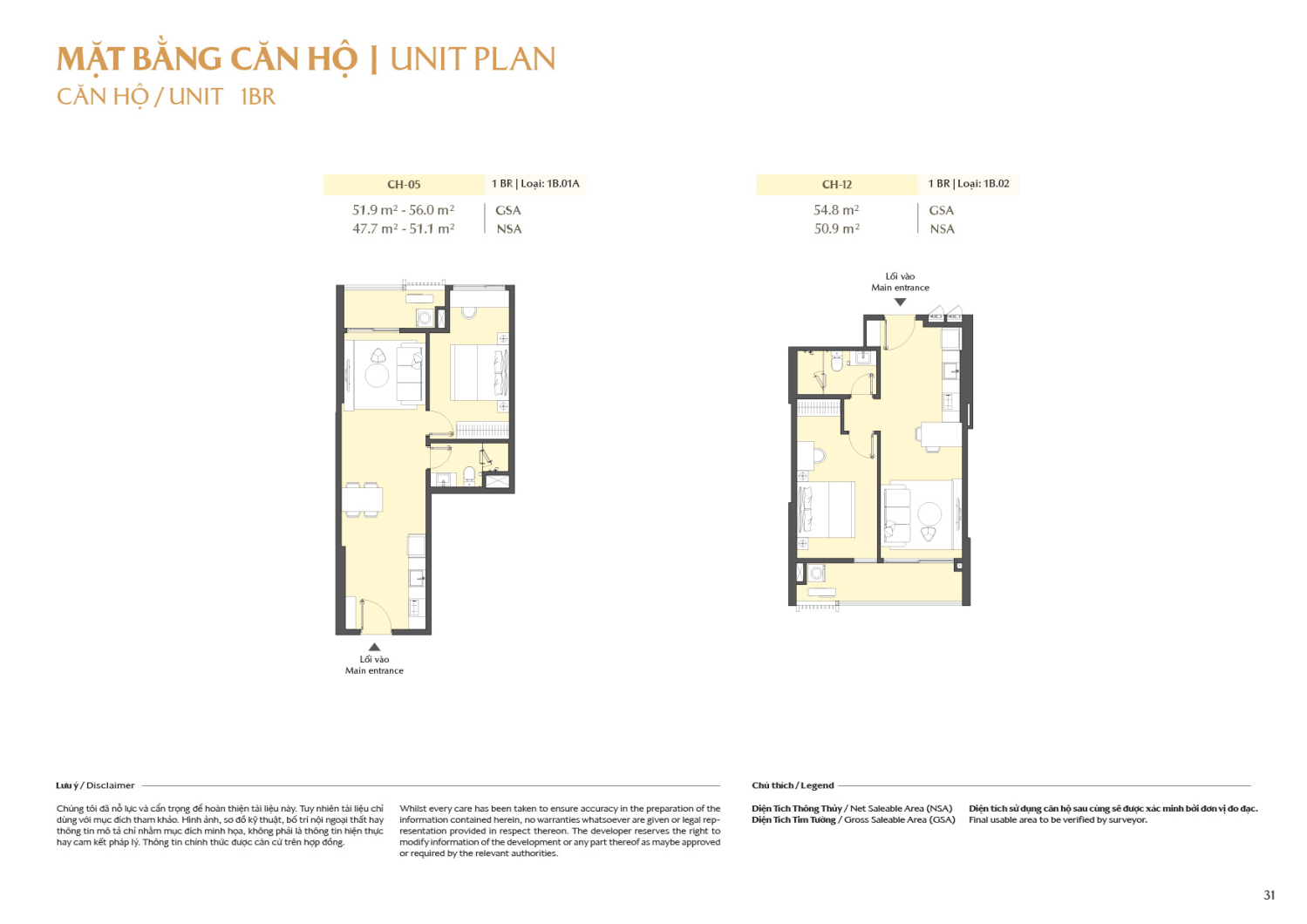 Layout căn hộ 1 ph&ograve;ng ngủ to&agrave; B1 - Layout 1