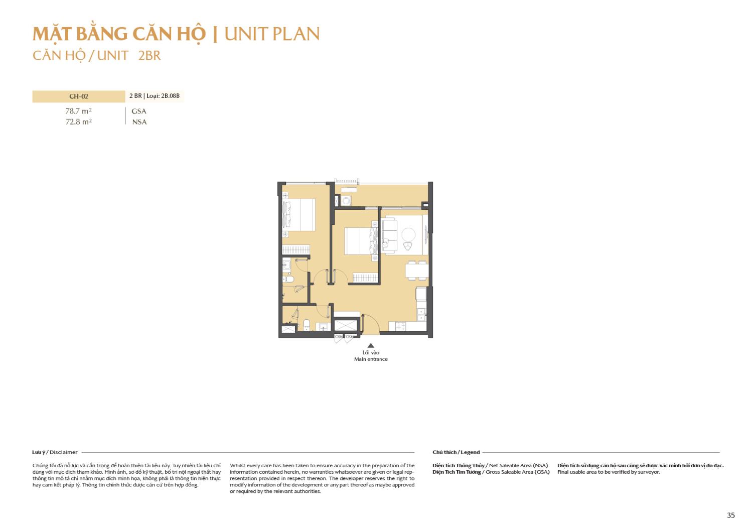 Layout căn hộ 2 ph&ograve;ng ngủ to&agrave; B1 - Layout 4