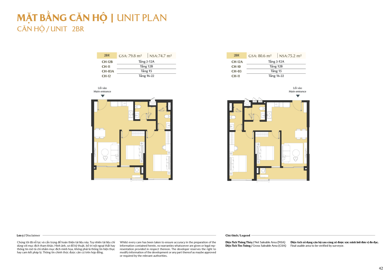 Layout căn hộ 2 ph&ograve;ng ngủ to&agrave; A1 Masteri Park Place - Layout 4