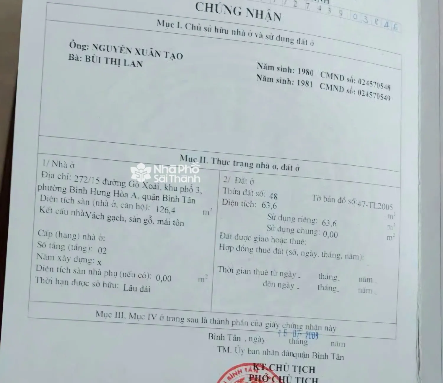 Hình ảnh Bán Nhà Hẻm Xe Hơi 272/15 Gò Xoài, Bình Tân