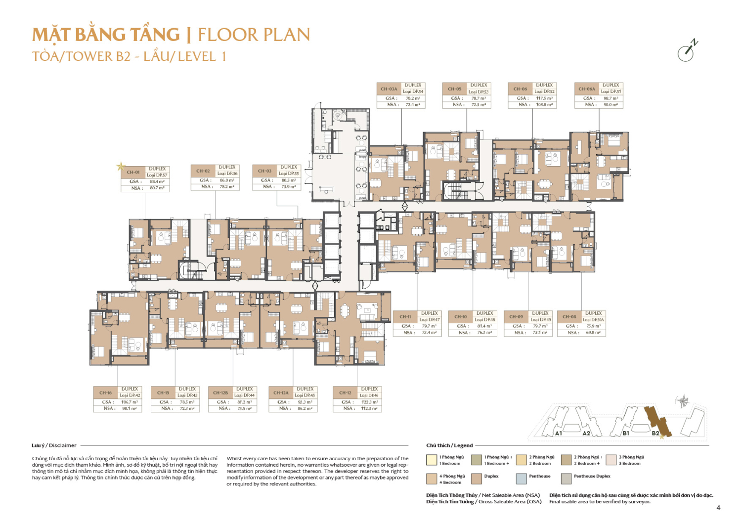 Mặt bằng To&agrave; B2 - Layout 2