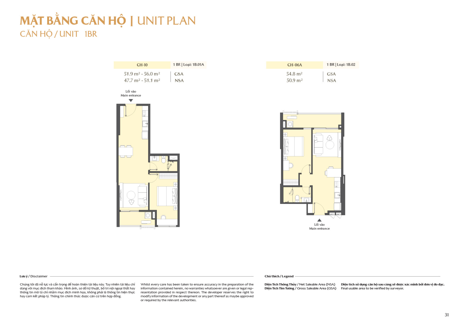 Layout căn hộ 1 ph&ograve;ng ngủ to&agrave; B2 - Layout 1