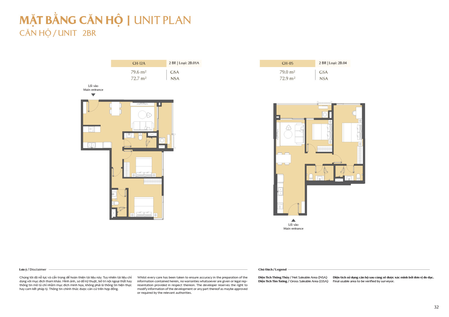 Layout căn hộ 2 ph&ograve;ng ngủ to&agrave; B2 - Layout 1
