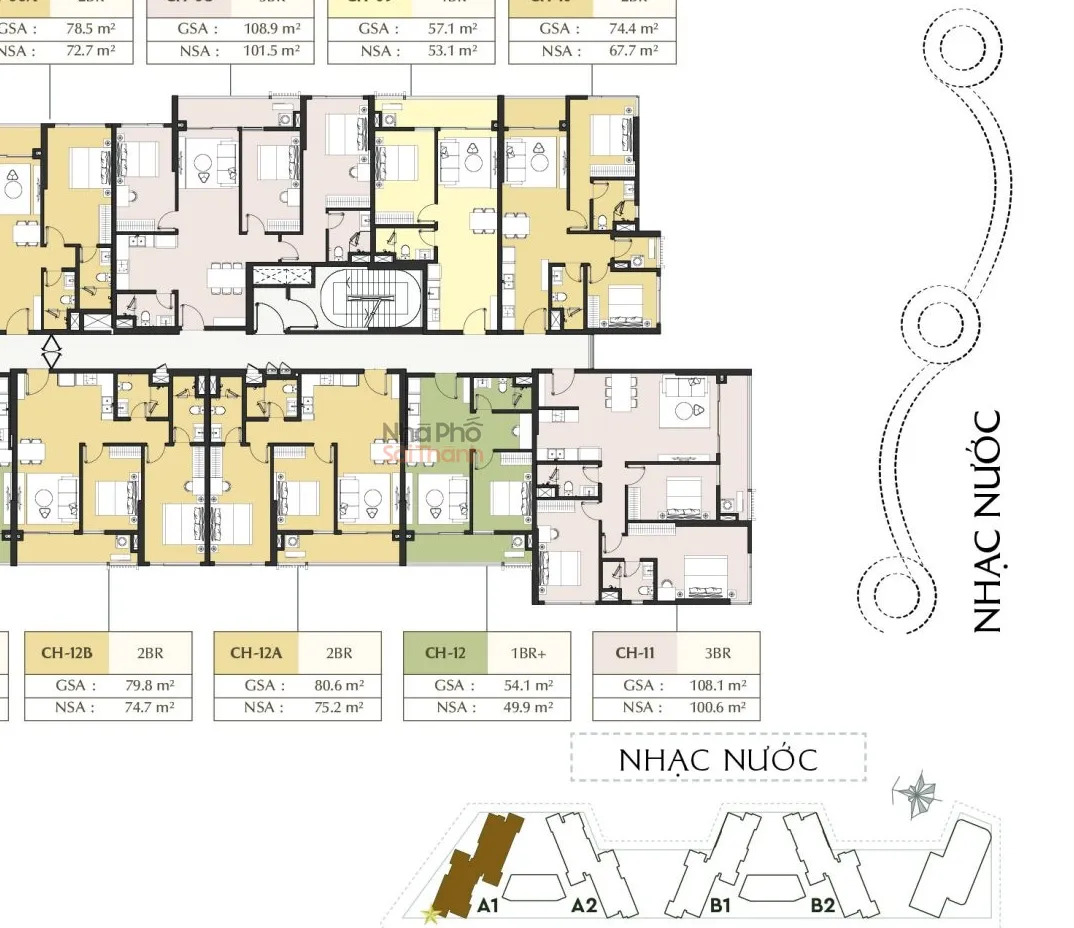 Hình ảnh Căn hộ A1-10-12 – Tòa A1 tầng 10 | 1+ Phòng ngủ | View Nội khu | Masteri Park Place