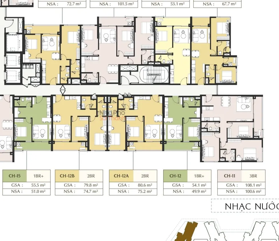 Hình ảnh Căn hộ A1-10-12A – Tòa A1 tầng 10 | 2 Phòng ngủ | View Nội khu | Masteri Park Place