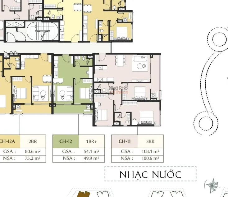 Hình ảnh Căn hộ A1-08-11 – Tòa A1 tầng 08 | 3 Phòng ngủ | View Sông - Kênh đào nhạc nước | Masteri Park Place