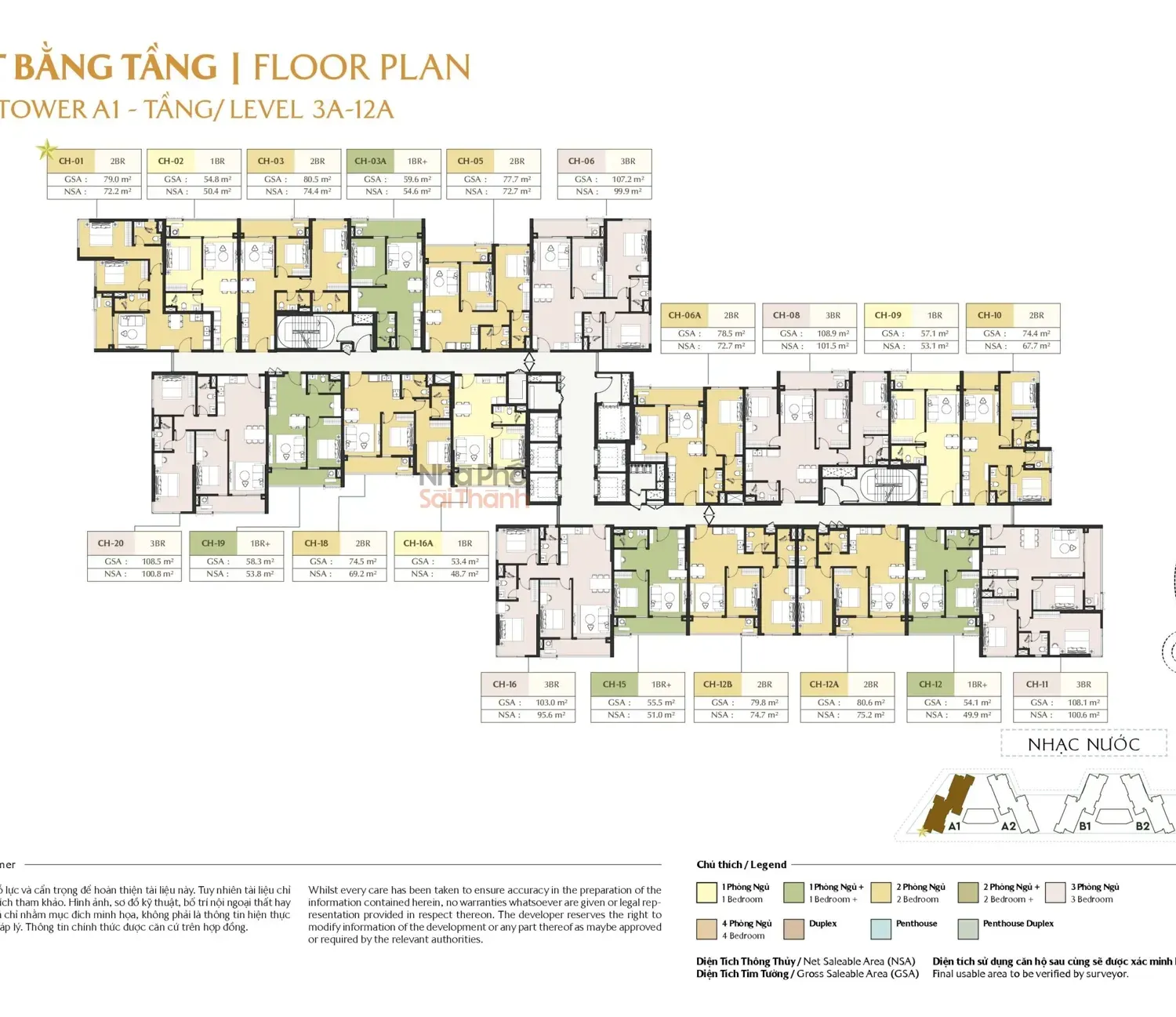 Hình ảnh Căn hộ A1-12-01 – Tòa A1 tầng 12 | 2 Phòng ngủ | View Sông Rạch Chiếc | Masteri Park Place