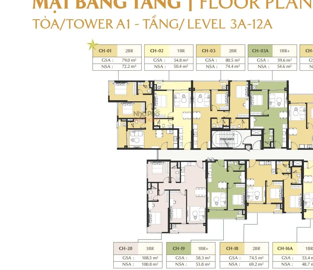 Hình ảnh Căn hộ A1-10-01 – Tòa A1 tầng 10 | 2 Phòng ngủ | View Sông Rạch Chiếc | Masteri Park Place