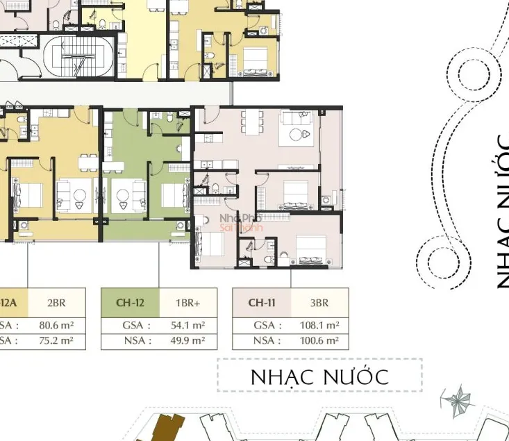 Hình ảnh Căn hộ A1-09-11 – Tòa A1 tầng 09 | 3 Phòng ngủ | View Sông - Kênh đào nhạc nước | Masteri Park Place