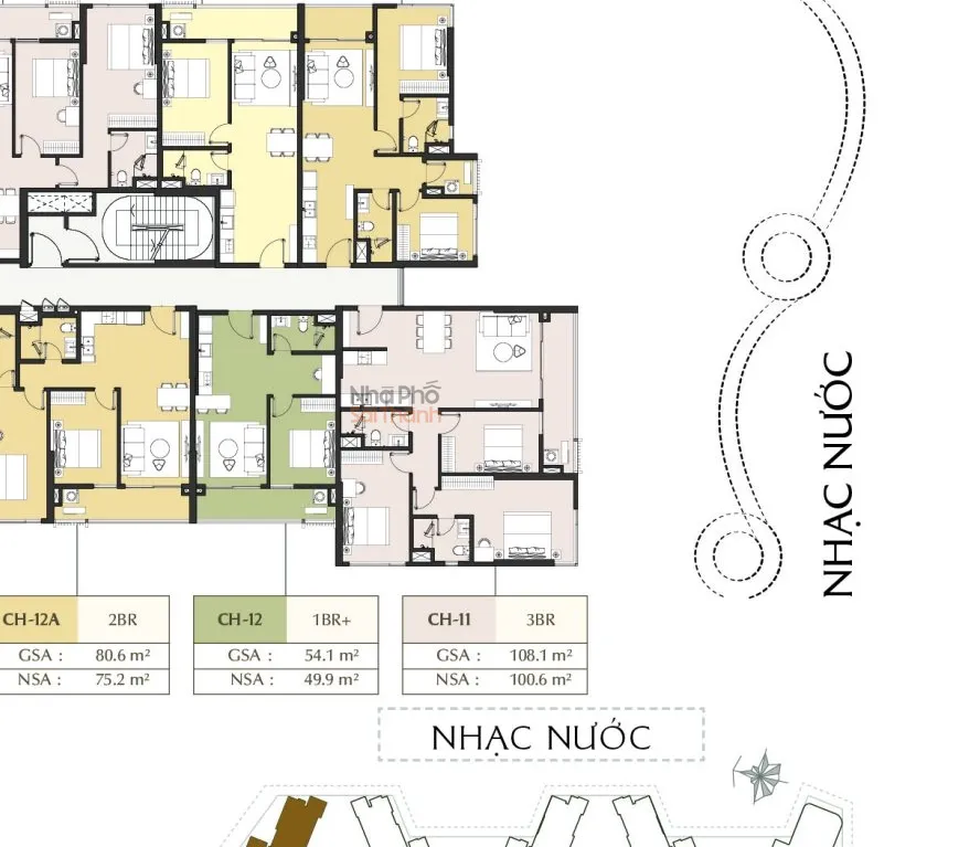 Hình ảnh Căn hộ A1-10-11 – Tòa A1 tầng 10 | 3 Phòng ngủ | View Sông - Kênh đào nhạc nước | Masteri Park Place