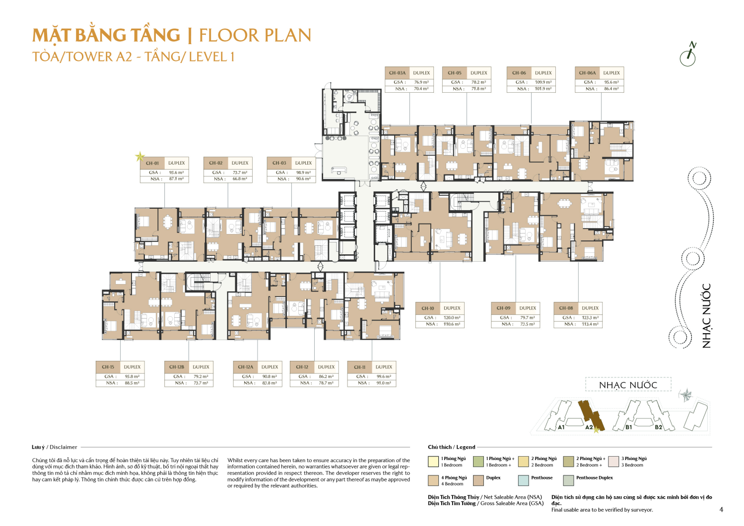 Mặt bằng To&agrave; A2 - Layout 2