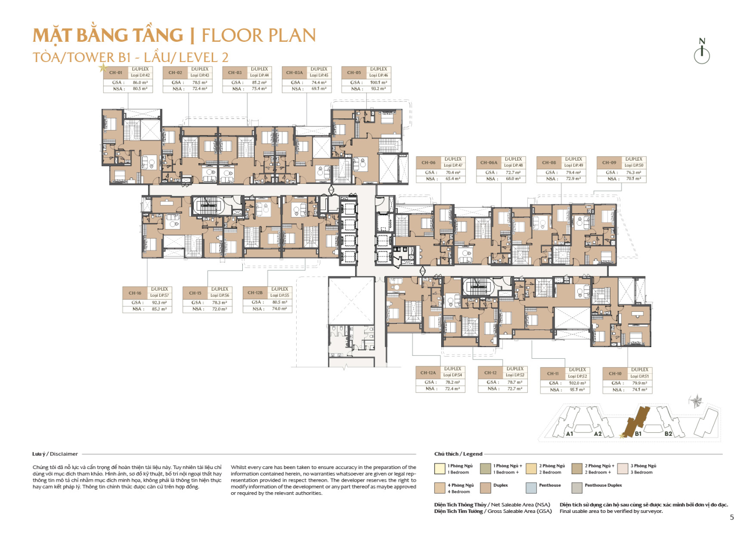 Mặt bằng To&agrave; B1 - Layout 3