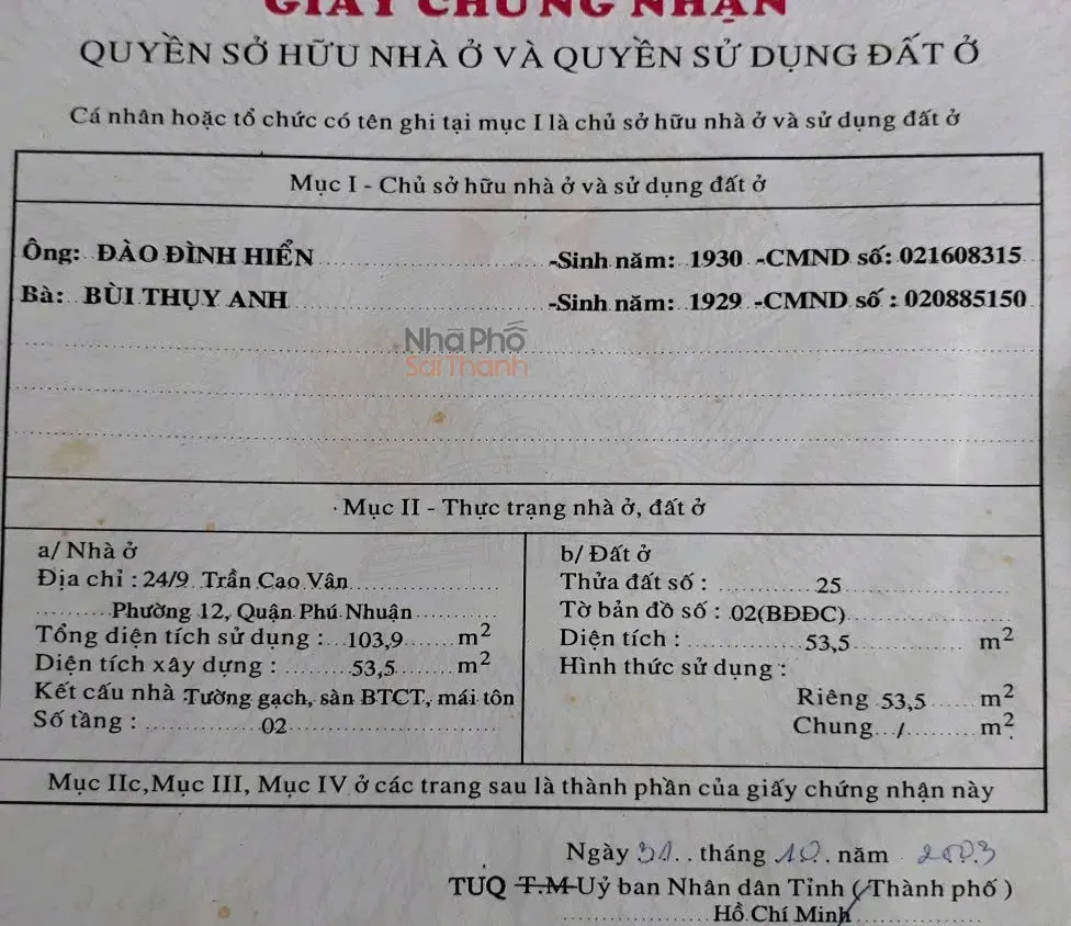 Hình ảnh Bán Nhà Hẻm Xe Hơi 24/9 Trần Cao Vân, Phường 11, Quận Phú Nhuận