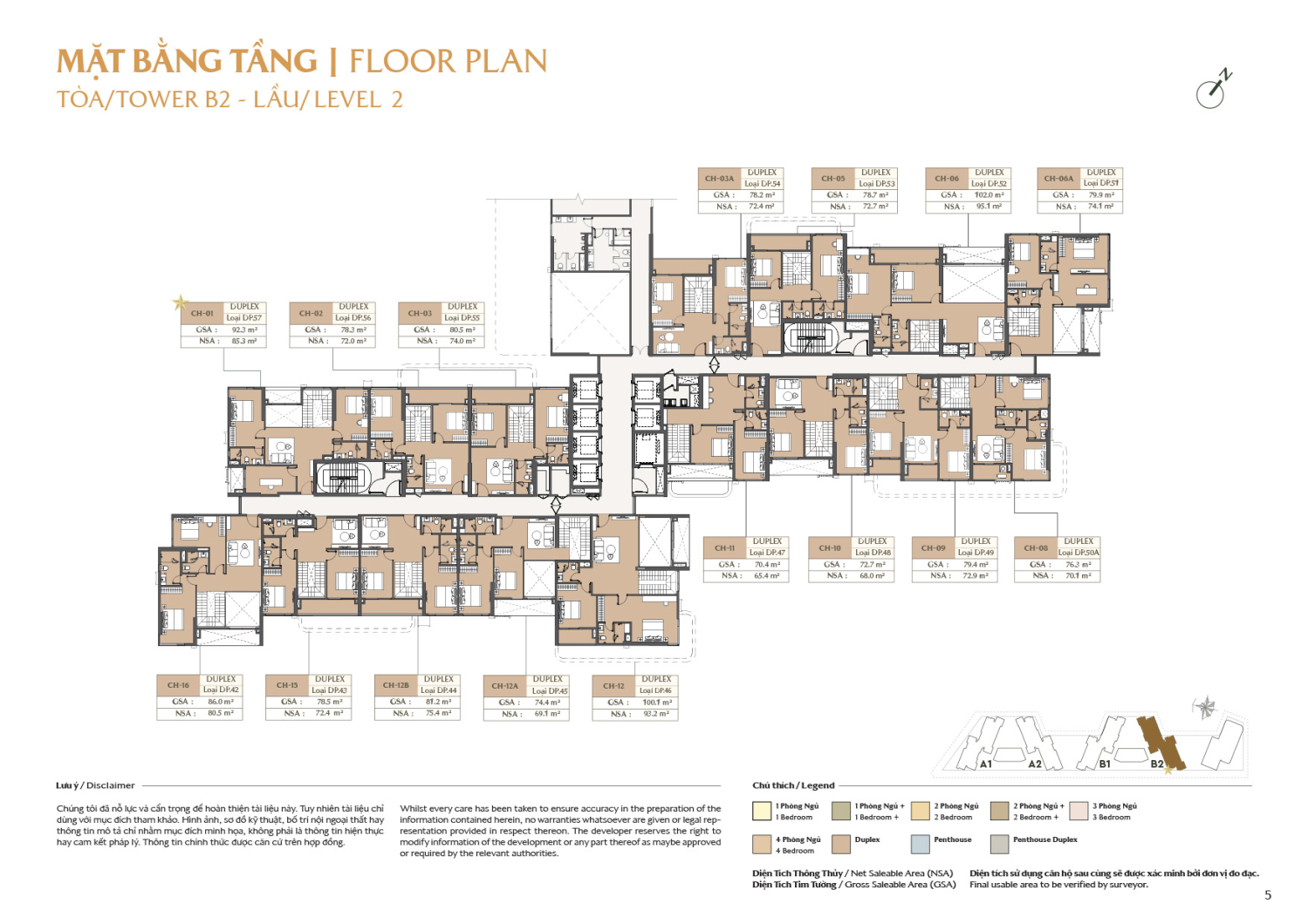 Mặt bằng To&agrave; B2 - Layout 3