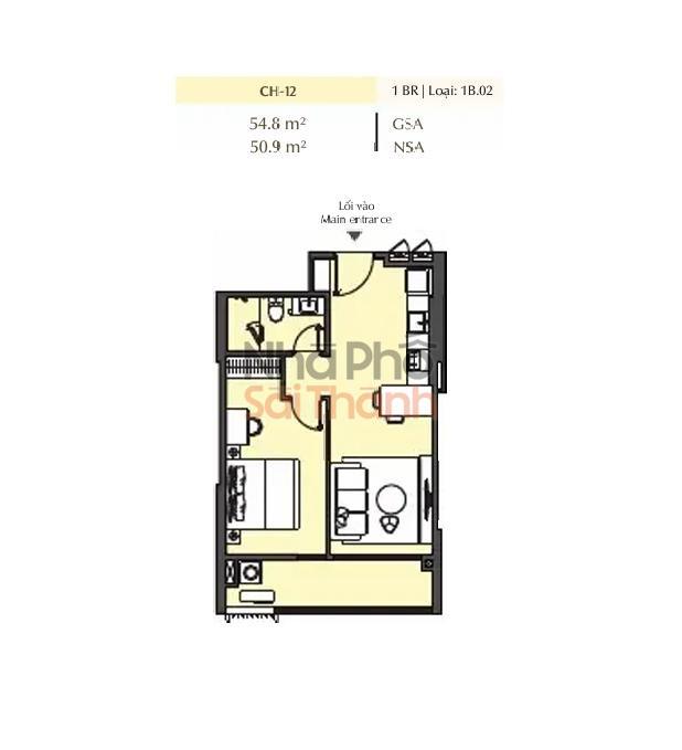 Hình ảnh Bán căn hộ Masteri Park Place 1 Phòng ngủ | 54.8m² – Toà B1 | View Nội khu