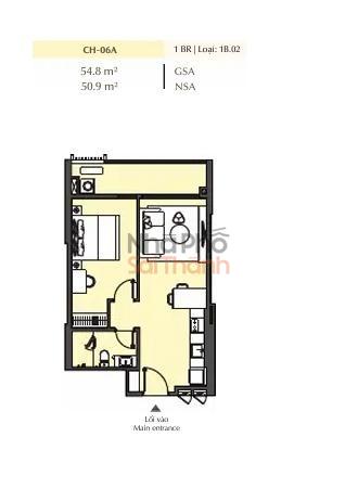 Hình ảnh Bán căn hộ 1 Phòng ngủ Masteri Park Place toà B2 | 54.8m² | View Đường lớn - Nội khu
