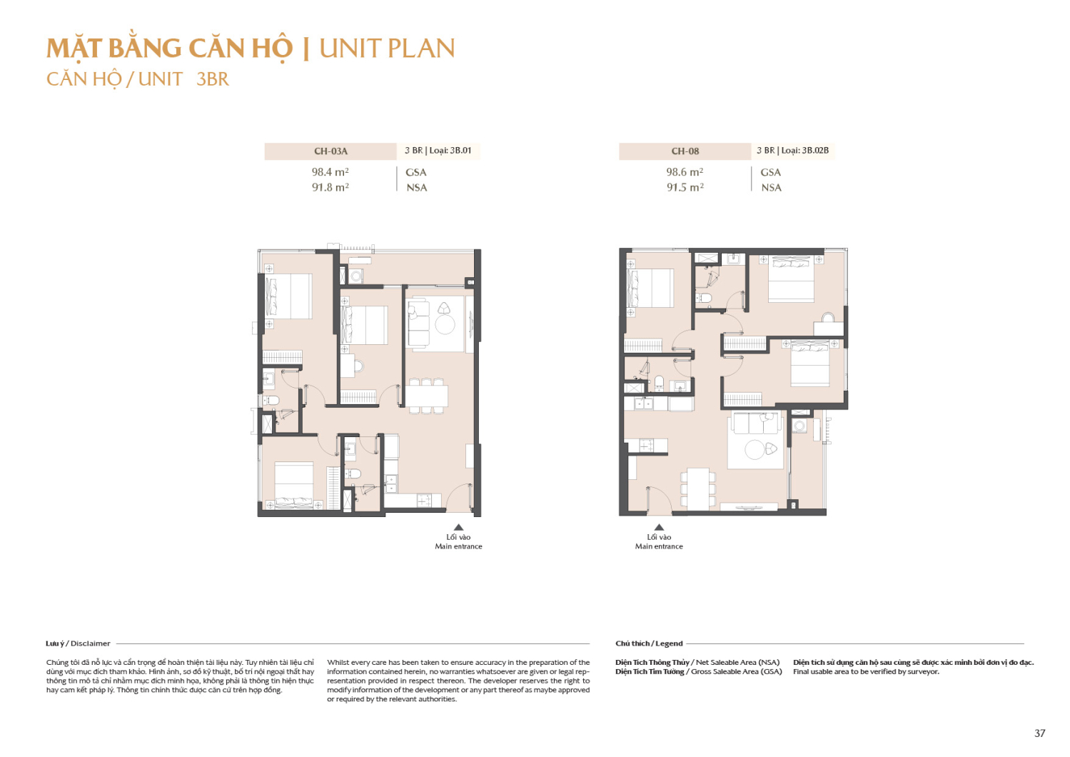Layout căn hộ 3 ph&ograve;ng ngủ to&agrave; B2 - Layout 1