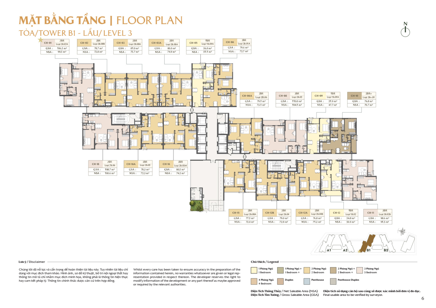 Mặt bằng To&agrave; B1 - Layout 4