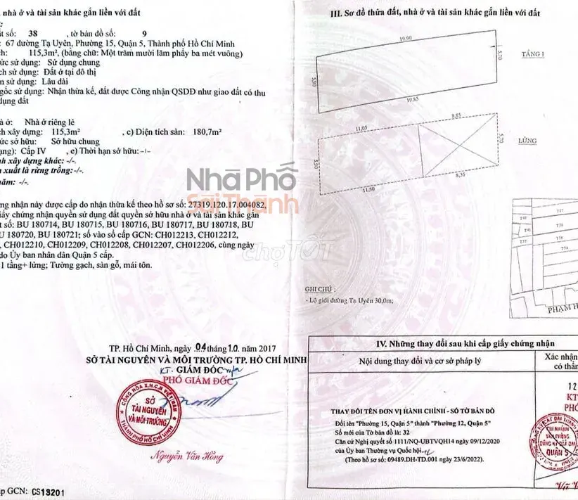 Hình ảnh Bán Nhà Mặt Tiền 67 Tạ Uyên, Phường 12, Quận 5