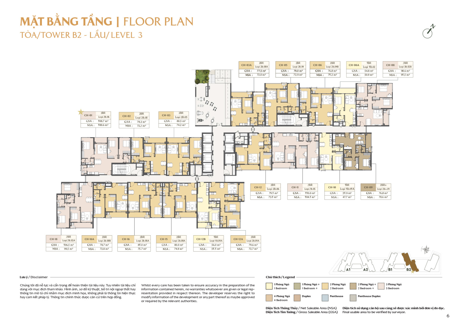 Mặt bằng To&agrave; B2 - Layout 4