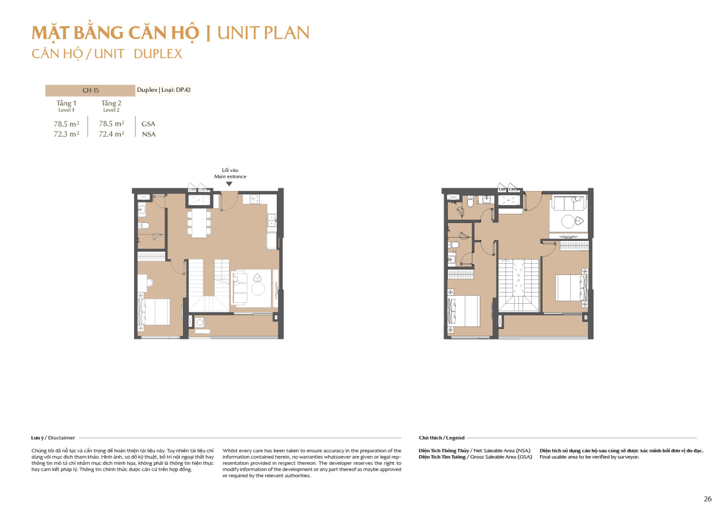 Layout căn hộ  Duplex to&agrave; B2 - Layout 15