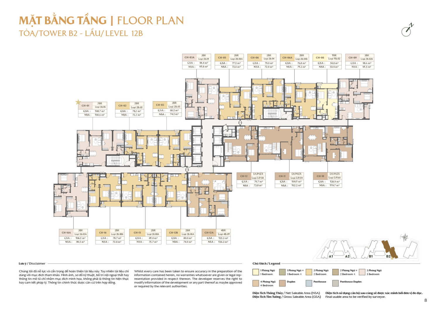 Mặt bằng To&agrave; B2 - Layout 6