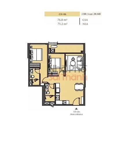 Hình ảnh Bán căn hộ 2 Phòng ngủ Masteri Park Place toà B2 | 76.8m² | View Đường lớn - Nội khu