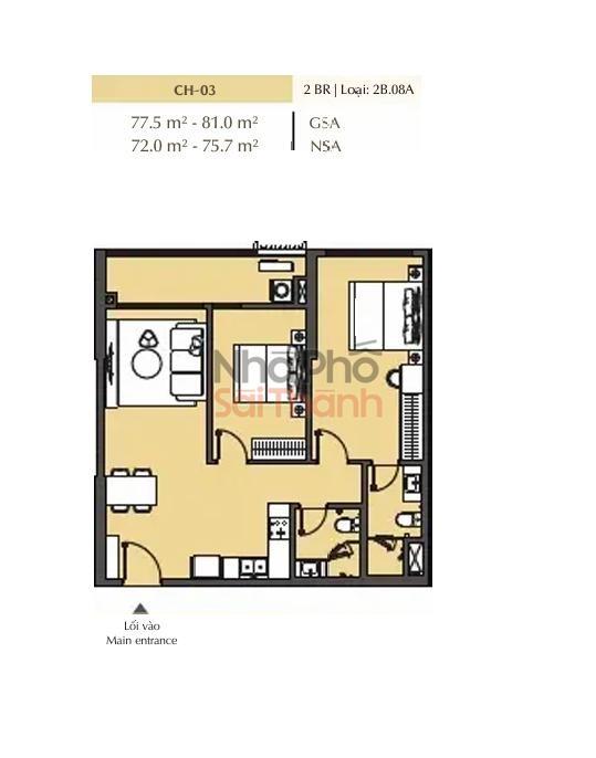 Hình ảnh Bán căn hộ Masteri Park Place 2 Phòng ngủ | 77.5m² – Toà B1 | View Nội khu