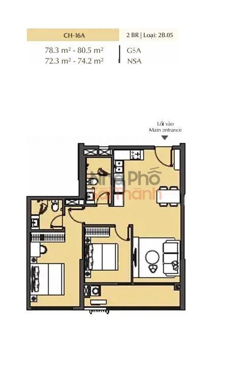 Hình ảnh Bán căn hộ 2 Phòng ngủ Masteri Park Place – B1 | 78.3m² | View Nội khu