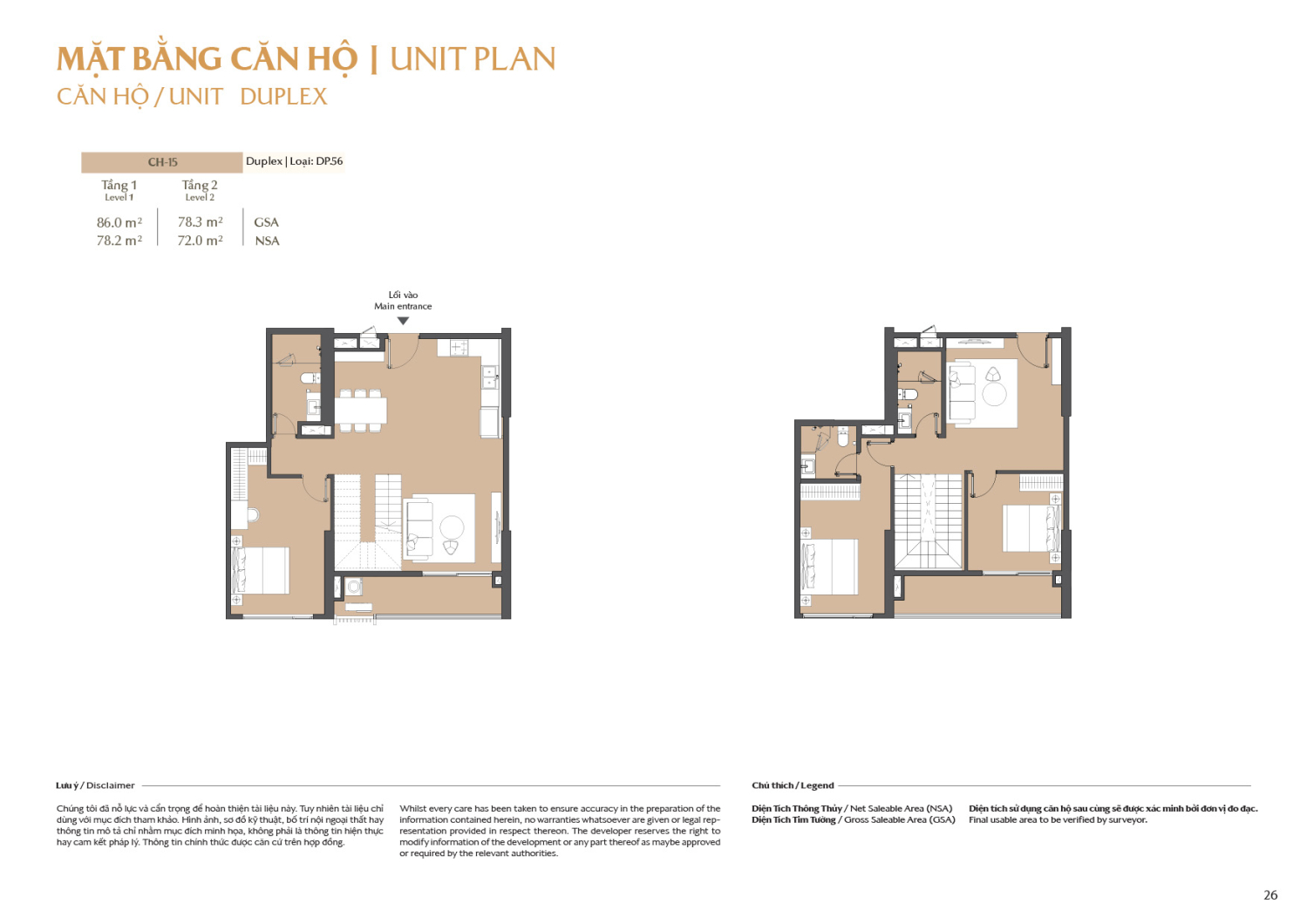 Layout căn hộ  Duplex to&agrave; B1 - Layout 15