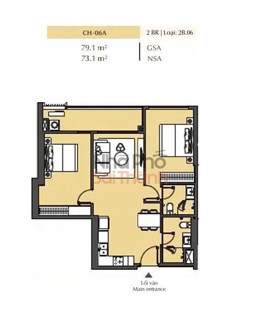 Hình ảnh Bán căn hộ Masteri Park Place 2 Phòng ngủ | 79.1m²  – B1 | View Kênh đào nhạc nước