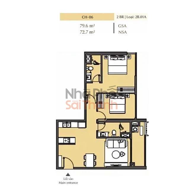 Hình ảnh Bán căn hộ Masteri Park Place  2 Phòng ngủ | 79.6m² – B1 | View Kênh đào nhạc nước