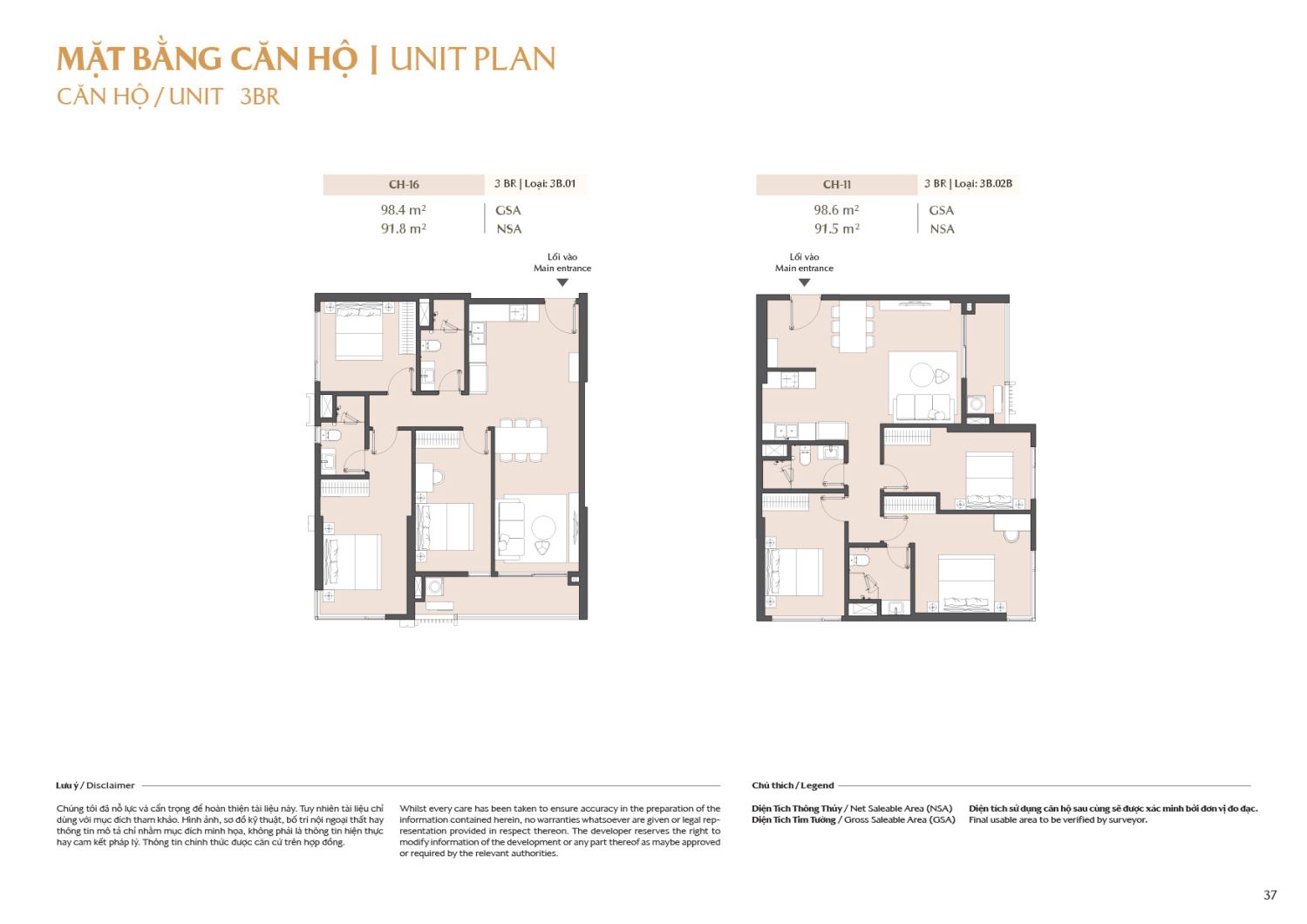 Layout căn hộ 3 ph&ograve;ng ngủ to&agrave; B1 - Layout 1