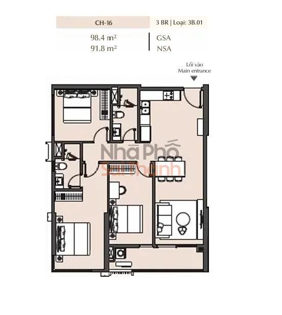 Hình ảnh Bán căn hộ 3 Phòng ngủ Masteri Park Place – B1 | 98.4m² | View Nội khu