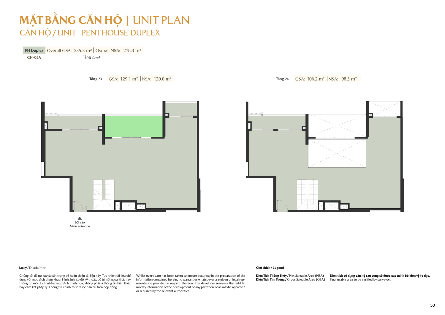 Layout căn hộ Penhouse Duplex  A1 - Layout 4