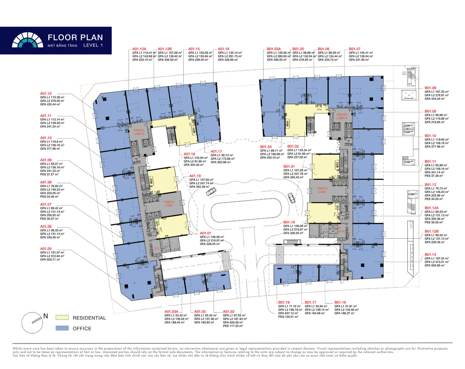 Mặt bằng Tầng 1 - Layout 1