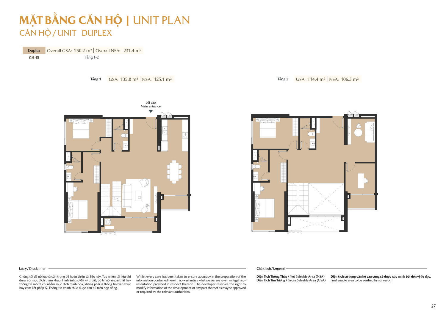 Layout căn hộ  Duplex to&agrave; A1 - Layout 15
