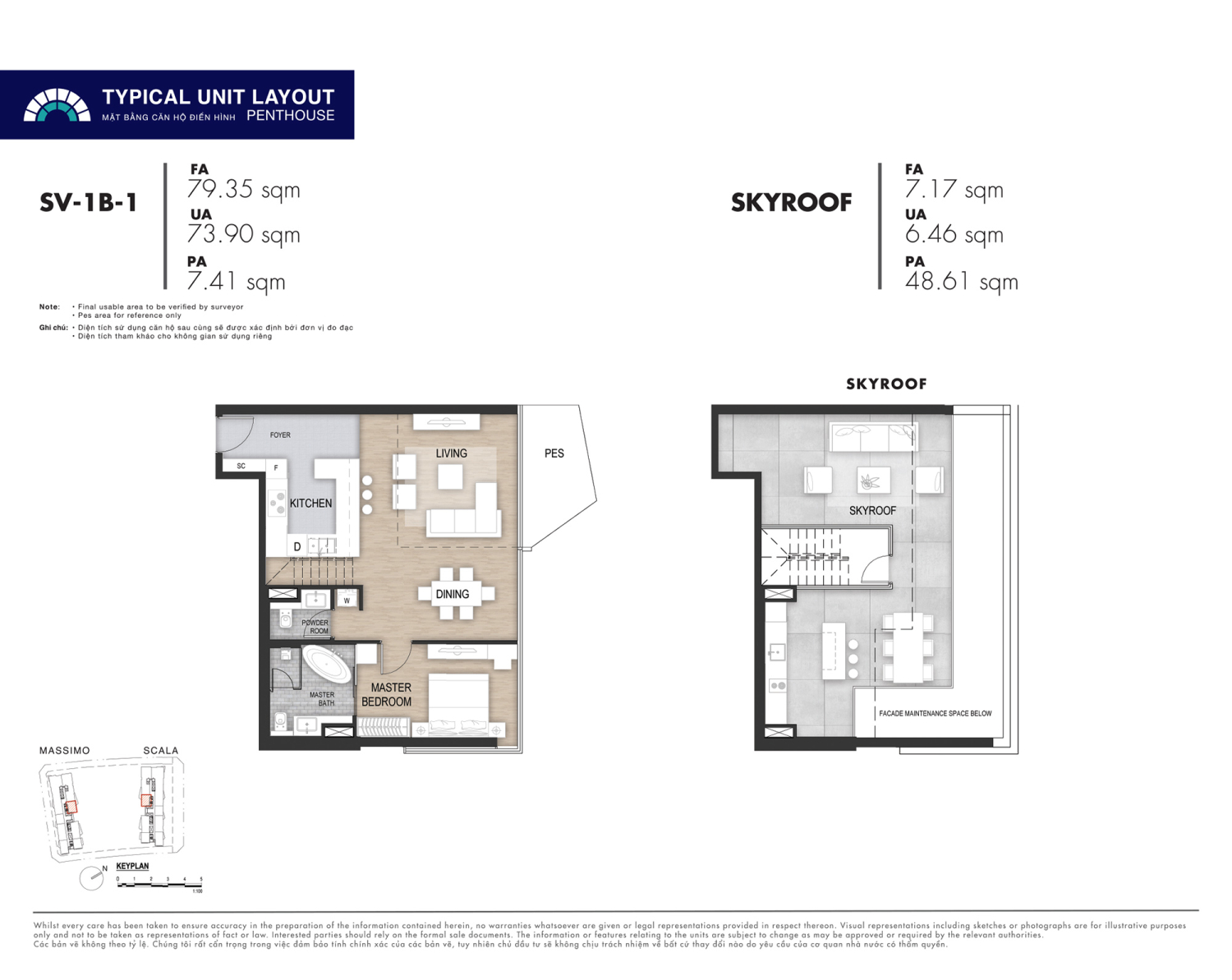 Mặt bằng Penhouse - Layout 1