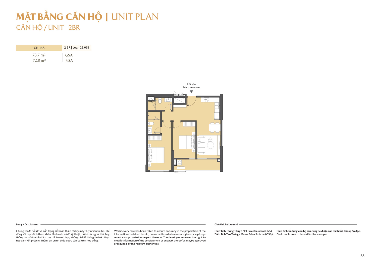 Layout căn hộ 2 ph&ograve;ng ngủ to&agrave; B2 - Layout 4
