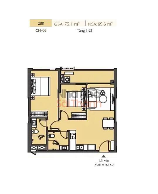 Hình ảnh Bán căn hộ Masteri Park Place – A2 | 2 Phòng ngủ | 69.6m² | View Đường lớn-Nội khu