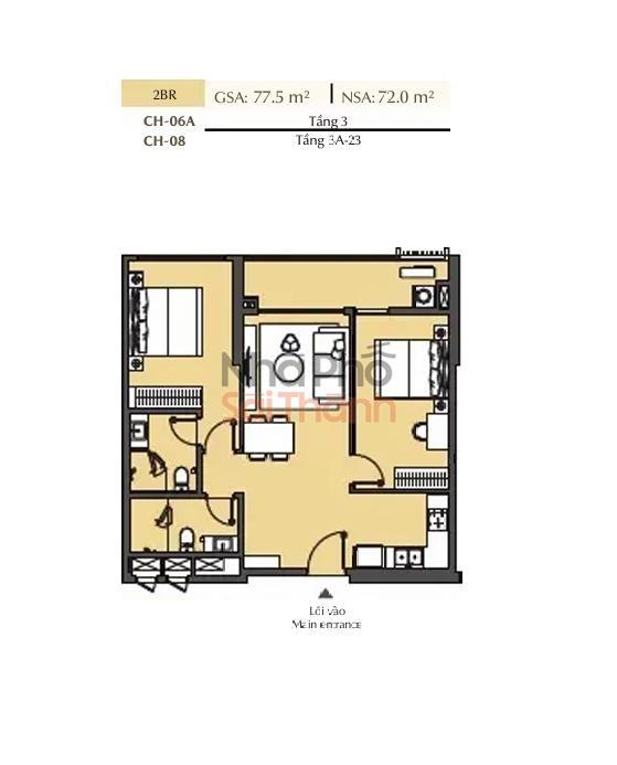 Hình ảnh Bán căn hộ Masteri Park Place – A2 | 2 Phòng ngủ | 72m² | View Đường lớn-Nội khu