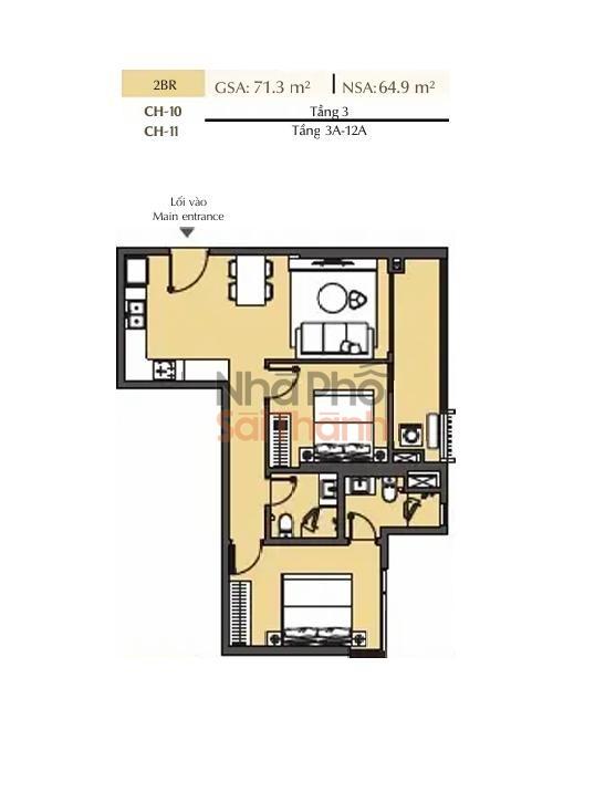 Hình ảnh Bán căn hộ Masteri Park Place – A2 | 2 Phòng ngủ | 64.9m² | View Kênh đào nhạc nước