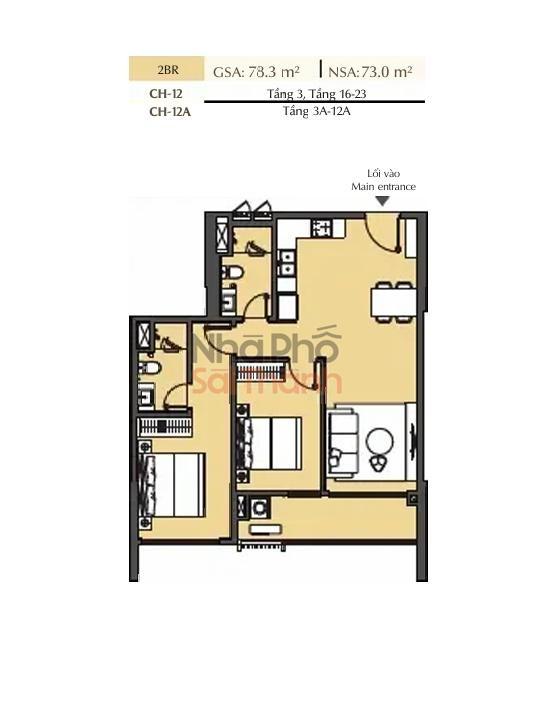Hình ảnh Bán căn hộ Masteri Park Place – A2 | 2 Phòng ngủ | 73m² | View Kênh đào nhạc nước