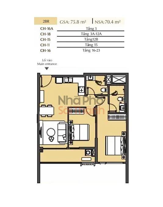 Hình ảnh Bán căn hộ Masteri Park Place – A2 | 2 Phòng ngủ | 70.4m² | View Kênh đào nhạc nước