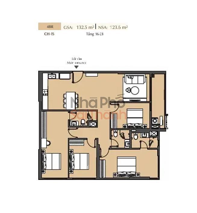 Hình ảnh Bán căn hộ Masteri Park Place – A2 | 4 Phòng ngủ | 132.5m² | View Kênh đào nhạc nước