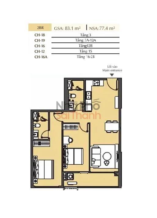 Hình ảnh Bán căn hộ Masteri Park Place – A2 | 2 Phòng ngủ | 77.4m² | View Kênh đào nhạc nước
