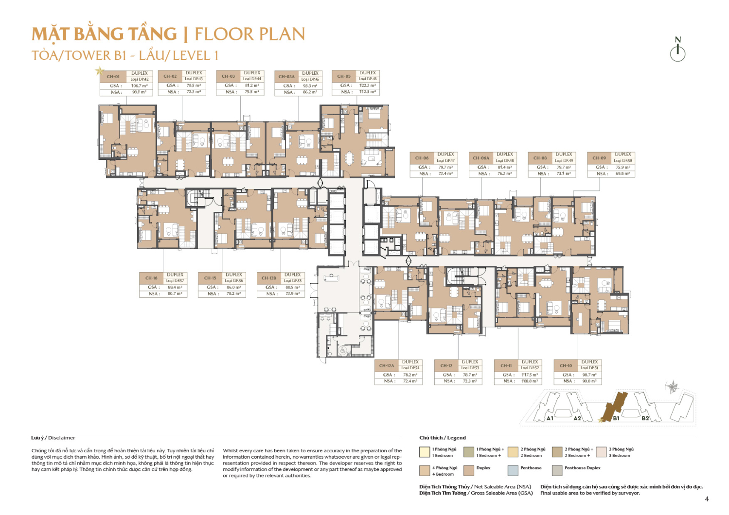 Mặt bằng To&agrave; B1 - Layout 2